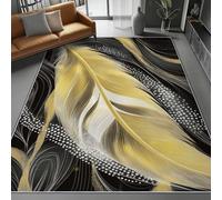 Tapis de salon luxueux imprimés plumes et diamants, style illustration, doux, facile d'entretien, à poils courts, ne peluche pas, pour chambre, salle à manger, salon, cuisine, 140 x 200 cm