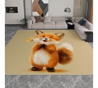 Tapis de Salon Minimalisme 120 x 170 cm - Tapis de Décoration à Imprimé Portrait Animalier Renard Papillon, Kaki à Poils Courts Antidérapant Rectangulaire paillasson pour Salon Salle à Manger