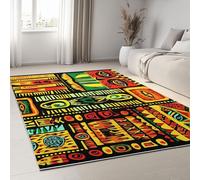 Tapis de Salon Moderne 100 x 160 cm Traditionnel Vintage Géométrique Runes, Tapis Imprimé Multicolore Doux et Léger - Moquette Antidérapant pour Salle à Manger Chambre Couloir Bureau Salle de Jeu
