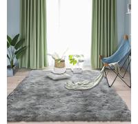 Tapis de Salon Moderne 70 x 135 cm, Grande Taille, Àpoils Longs Shaggy, Lavable,Sûr et Antidérapant,Tie-Dye, pour Chambre Home Tapis Salon Chambre, Gris Clair