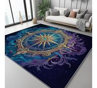 Tapis de Salon Moderne 80 x 150 cm, Imprimé Fantaisie Boussole Texture, Design Élégant, Coloré Moquette Intérieure Douce Antidérapante, Entretien Facile pour Chambre et Salle à Manger