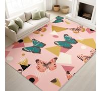 Tapis de Salon Moderne Abstrait À Poils Courts Élégant Doux Moderne Luxe Léger Géométrique Papillons - Tapis Doux Moelleux 40 x 60 cm, Antidérapant Chambre à Coucher Moquette, Ne Perd Pas Ses Poils