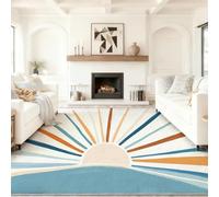 Tapis de Salon Moderne Antidérapant 60 x 90 cm - Tapis Doux en Flanelle Coloré, Impression HD 3D Minimaliste Abstrait lumière du Soleil, Décoration Intérieure pour Salon, Chambre, Bureau