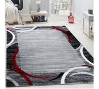 Paco Home Tapis de Salon Moderne avec Bordure Tapis De Marque Moucheté Gris Noir Rouge, Dimension:80x150 cm