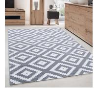Tapis de salon moderne CARPETTEX - Gris Blanc - 80x150 cm - Synthétique - Moderne - Rectangulaire