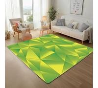 Tapis de Salon Moderne Geometrique Minimaliste Rectangulaire Carpet Lavable en Machine Geometrique Verte Poils Ras Descente de Lit Doux et Antidérapant Tapis D'entrée 60x110cm