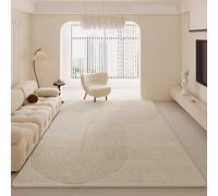 Tapis de salon, moderne, lavable, antidérapant, beige/blanc, imitation cachemire, polyvalent, pour chambre à coucher, couloir, bureau et salle de sport, 80 x 180 cm