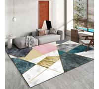 Tapis de Salon Moderne Motif géométrique Texturé en marbre Gris Jaune Rose déco Maison décoration d'intérieur 80x160cm