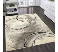 Tapis de Salon Moderne Noir Gris Jaune - VIMODA - Rectangulaire - Synthétique - Moderne