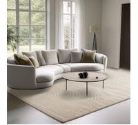 the carpet Elisa, Tapis Moderne de Salon, Design géométrique, Haute densité de Poil et agréablement Doux, Beige, 140 x 200 cm