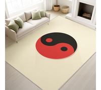 Tapis de Salon Moderne Zén À Poils Courts Chinois Minimaliste Classique Éthéré Yin Yang Geometrique Symbole - Tapis Doux Moelleux 40 x 60 cm, Antidérapant Chambre à Coucher Moquette