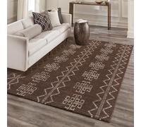 Tapis de salon moelleux - Marron - 120 x 170 cm - Motif ethnique géométrique - En microfibre douce - Style bohème - Pour chambre à coucher, couloir, salle à manger