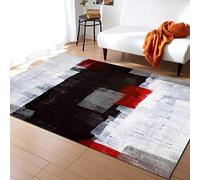 Tapis de Salon Motif Abstrait GéOméTrique DéGradé Rouge Et Noir, Tapis Lavable En Machine Art du Graffiti Vintage EuropéEn Moderne - pour Chambre à Coucher Salon Et Salle à Manger - 140 x 200 cm