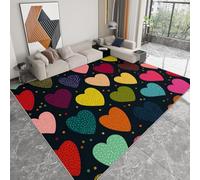 Tapis de Salon Motif De Cœur Coloré 180 x 240 cm Moderne Tapis, Fond Dessiné À La Main AntidéRapant Doux Poil Court Lavable Moquette - pour Salon Chambre et Salle à Manger