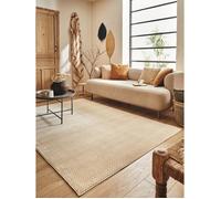 Tapis de salon - NAZAR RUGS - 80x150 cm - Motif damier - Beige et Crème