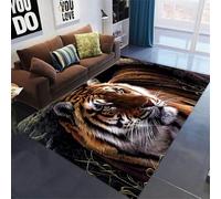 Tapis de Salon Noir Gris Animal 3D Lion Léopard Tigre Imprimé, Doux Antidérapant Lavable Tapis Chambre à Coucher, Couloir, Salle de Bain, Canapé Table Basse Rug Mat Décoratif, 100x150 cm, Color 1