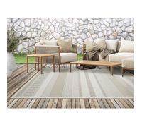 the carpet Calgary - Tapis d'extérieur Robuste, résistant aux intempéries & aux UV, pour Balcon, terrasse, Jardin d'hiver, Cuisine ou Salle à Manger, particulièrement Plat - Beige - 140 x 200 cm