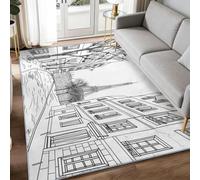 Tapis de Salon Paysage urbain de Paris Tour Eiffel 140 x 200 cm, Tapis de Chambre Doux Lavable en Machine, Décoration pour Salle de Détente Dessous de Lit et Dortoir, Architecture française romantique