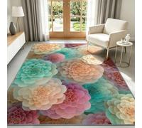 Tapis de Salon Plantes Pastorales Poils Courts Moquette Fleur Superposée Abstraite - Tapis Doux Moelleux 80 x 150 cm, Antidérapant Chambre à Coucher Moquette, Ne Perd Pas Ses Poils