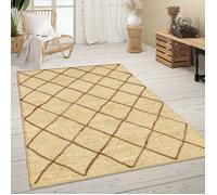 Tapis de salon poil ras fait main - PACO HOME - Motif scandinave - Effet 3D - Beige crème - 60x100 cm - 100% jute