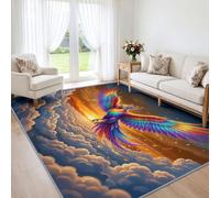 Tapis de Salon Poil Ras Phénix Mythique Mer Nuages 60x90cm | Lavable en Machine, Dos Antidérapant, Doux, Crépuscule Féerique Coucher Soleil, Tapis d'Intérieur pour Chambre