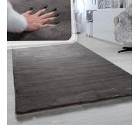 Tapis De Salon Poils Longs Imitation Fourrure Lapin Douce Anthracite