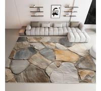 Tapis de Salon Poils Ras Abstrait Briques Revêtement Sol Pierre 80 x 150 cm, Tapis de Couloir Chambre Décor Doux Lavable Antidérapant, pour Cuisine Bureau Hôtel Descente De Lit Moquette Gris