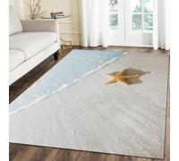 Tapis De Salon Poils Ras, Grand Carré Moderne Tapis De Couloir, Chambre Décor Tapis Antidérapant, Tapis Imprimé Coquilles D'Étoiles De Mer Sur Le Thème De L'Océan 3D Pour Coucher Bureau Hôtel -2Y1X4Y6