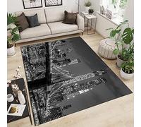 Tapis De Salon Poils Ras, Grand Carré Moderne Tapis De Couloir, Chambre Décor Tapis Antidérapant, Tapis Imprimé Ville Moderne New York 3D pour Coucher Bureau Hôtel 60 X 90 Cm - Nettoyage Fac -3U7L+V9