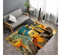 Tapis De Salon Poils Ras, Grand Carré Moderne Tapis De Couloir, Chambre Décor Tapis Antidérapant, Tapis Imprimé Pharaon Égyptien 3D Pour Coucher Bureau Hôtel 100 X 150 Cm - Nettoyage Facile -4O5W3E1M4