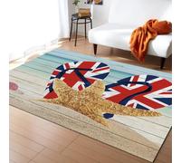 Tapis De Salon Poils Ras, Moderne Grand Tapis De Couloir, Chambre Décor Tapis Antidérapant, Tapis 3D Impression De Drapeau Britannique Rétro pour Coucher Bureau Hôtel 90 X 150 Cm - Nett -256393703985