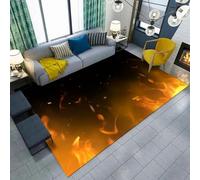 Tapis De Salon Poils Ras, Moderne Grand Tapis De Couloir, Chambre Décor Tapis Antidérapant, Tapis Impression en Texture De Flamme Abstraite 3D pour Coucher Bureau Hôtel 100 X 150 Cm - N -915733926795