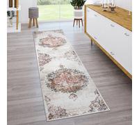 Tapis De Salon Poils Ras Vintage Esthétique Orientale Abstrait Beige Jaune Bleu