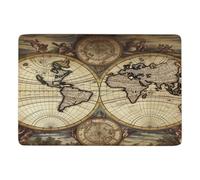 Tapis de salon rectangulaire antidérapant lavable 91 x 152 cm en velours corail imprimé carte du monde antique globe tapis de sol pour chambre à coucher, entrée, salle de jeux pour enfants