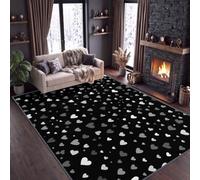 Tapis de Salon Romantique Abstrait 100 x 160 cm, Cœur Points Tapis Poils Courts Lavable Moderne, Décoratif Antidérapant et Doux pour Salon Chambre et Bureau