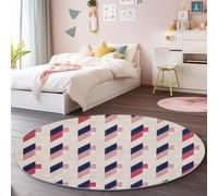 Tapis de Salon Rond 120 cm, Doux Poil Courts Moderne Minimaliste Géométrique Imprimé Intérieur Dessous antidérapant Non Pelucheux Rose Bleu Tapis Rond - pour Salon Chambre Cuisine