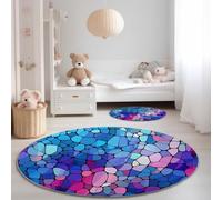 Tapis de Salon Rond 120 cm, Doux Poil Courts Mosaïque De Verre Abstraite Imprimé Intérieur Dessous antidérapant Non Pelucheux Coloré Tapis Rond - pour Salon Chambre Cuisine