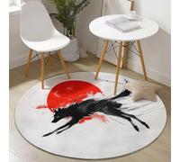 Tapis de salon rond 120 cm Motif Phoenix Sky coloré lavable tapis rond à poils courts antidérapant pour salle à manger, chambre d'enfant, couloir