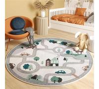 Tapis de salon rond Tapis de jeu Tapis pour enfants Motif voiture ville pour chambre d'enfant, diamètre 60 cm