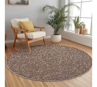 Tapis de Salon Ronds en Flanelle 120 cm, Simple Papier de Verre Texture Imprimé Tapis de Sol Décoration Antidérapant pour Salon Chambre Cuisine Balcon Terrasse Salle à Manger Intérieur Brun