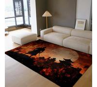 Tapis de Salon samouraï 60x90cm Rugs Salon Style Japonais Lavable d’intérieur Style Ukiyo-e Tapis d’intérieur pour Chambre Cuisine Bureau Bas à Poils Bas