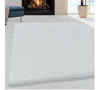 Tapis de salon Shaggy Agréable doux Tapis de chambre Blanc (160x230 cm)