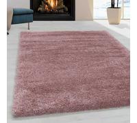Tapis de salon Shaggy Agréable doux Tapis de chambre Rose (80 cm Ronde)