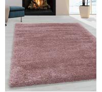 Tapis de salon Shaggy Agréable doux Tapis de chambre Rose (80x150 cm)