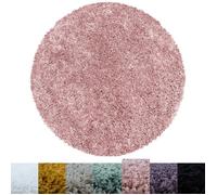 Tapis de salon Shaggy BERRA - SIMPEX - Rose - Rond Ø 120 cm - Poil Super Doux