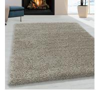Tapis de salon Shaggy Design Poil Souple Monochrome Taupe (160x230 cm)