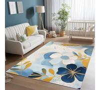 Tapis de Salon Shaggy Moelleux et Lavable, Style Moderne Milieu Du Siècle Abstrait Fleurs Tapis pour Chambre avec Dessous Antidérapant - 40 x 60 cm Blanc pour salon chambre à coucher Multicolore