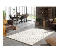 Tapis de salon shaggy motif point style berbère - NAZAR RUGS - 200x280 cm - ASMA - Crème et Marron