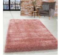 Tapis de Salon Shaggy Rose SIMPEX - Poil Souple - Fil Brillant - 80 cm Rond Ø
