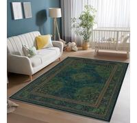 Tapis de Salon Shaggy Ultra Doux Moelleux et Lavable, Style Antique Luxe Floral Tapis Moderne pour Chambre avec Dessous Antidérapant - 140 x 200 cm Dark Green pour salon chambre à coucher Multicolore